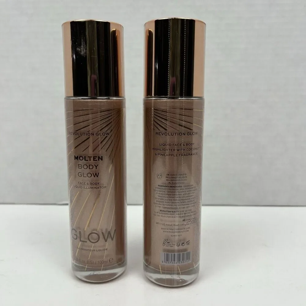 Revolution Liquid Illuminator Molten Body Glow Rose Gold Face Body Lot of 2